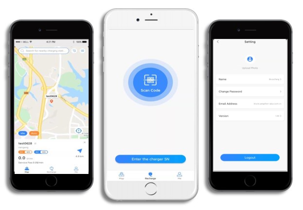 Mobile app showing maps